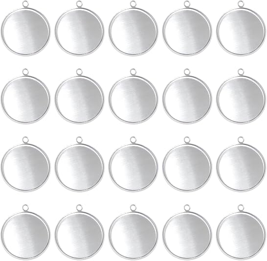 Art Craft Gifts - 20 Pieces Stainless Steel Round Bezel