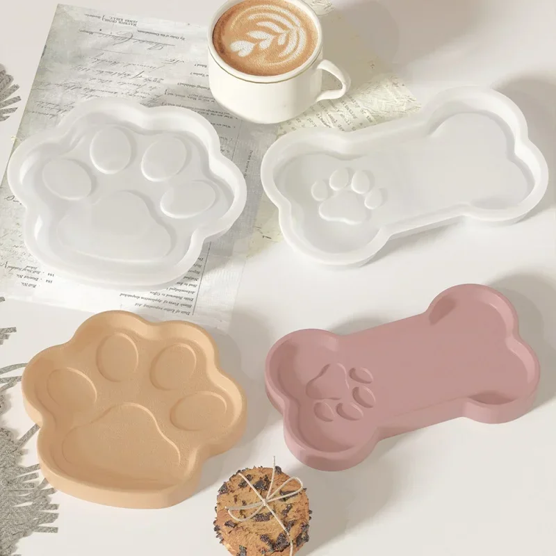 Art Craft Cat - Diy Dog Bone-shaped Tray Gypsum Silicone
