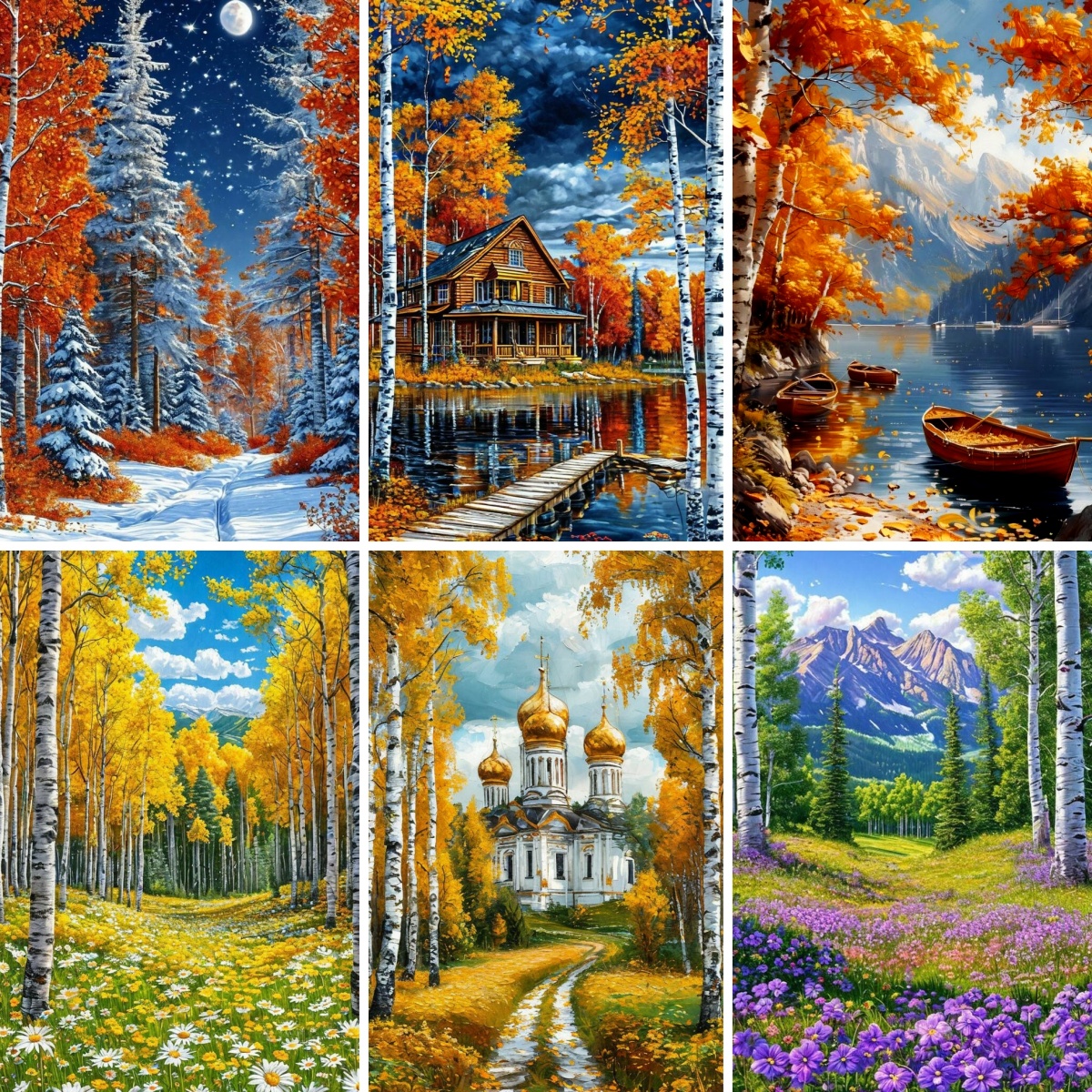 Art And Craft Autumn - Birch Grove Art , Diamond Painting
