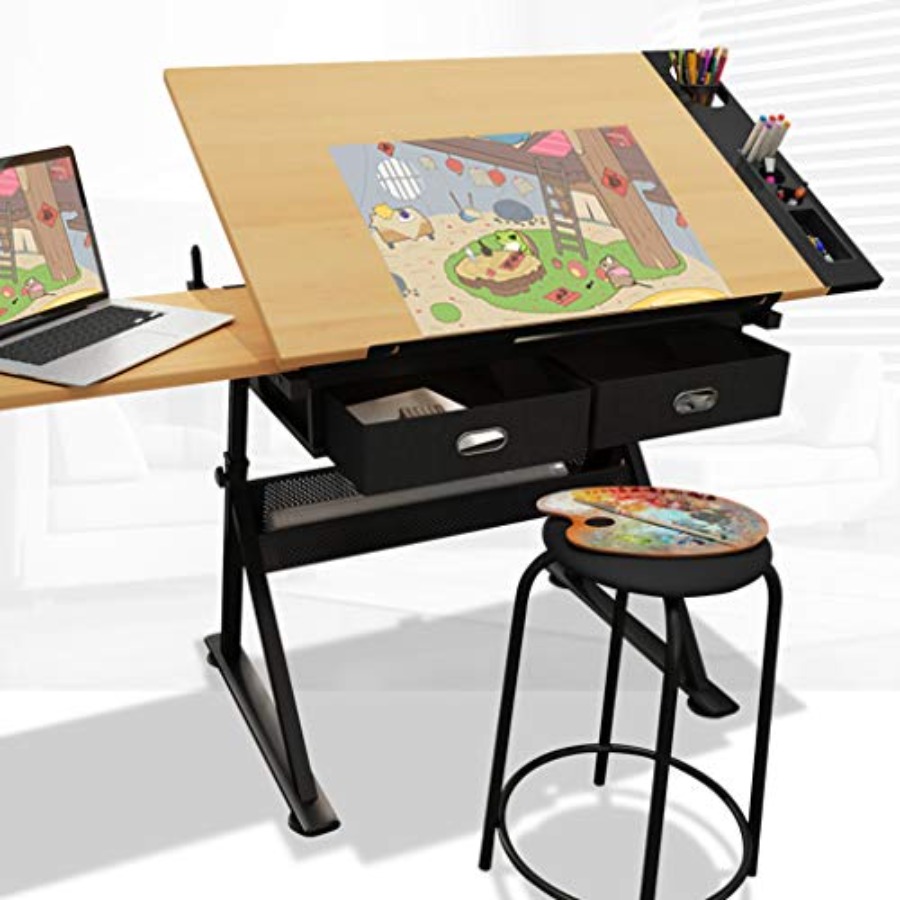 Art & Craft Teacher - Drafting Table with Storage Height Adjustable