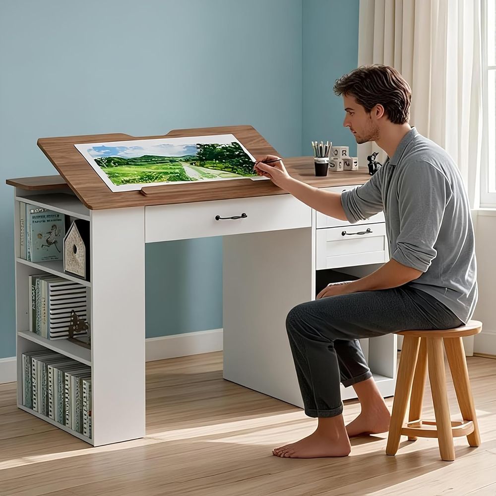 Art & Craft Teacher - Adjustable Desk with Storage and Open
