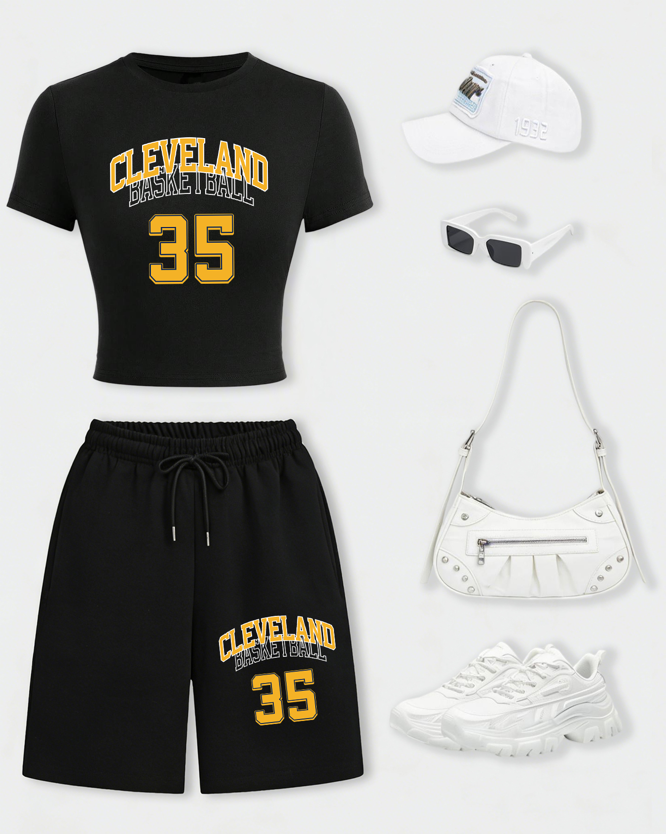 Art & Craft Qatar - Cleveland Basketball 35 Women Crop T