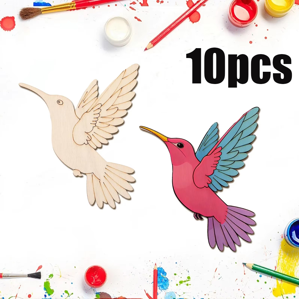 Art & Craft Teacher - 10pcs Unfinished Wood Animal Bird Cutouts,Wooden