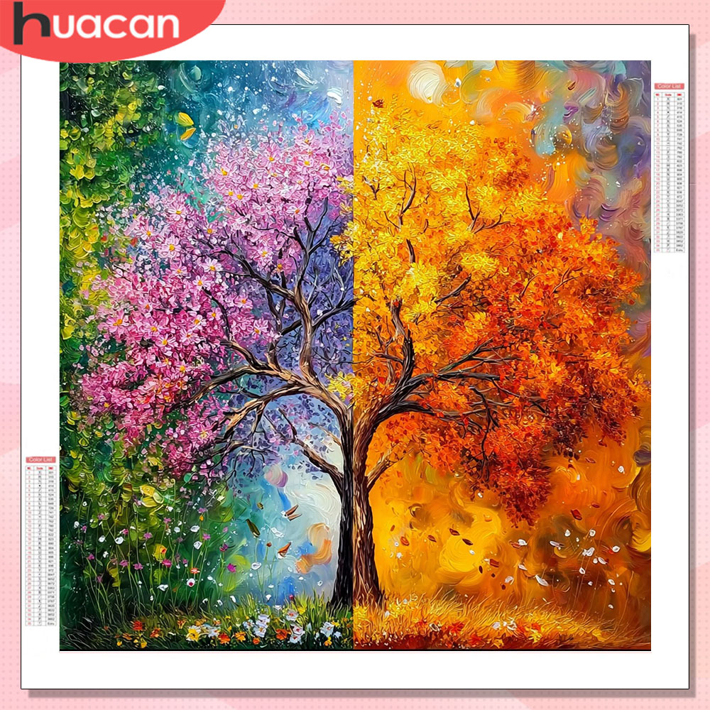 Art And Craft Autumn - HUACAN Diamond Art Square Tree Landscape