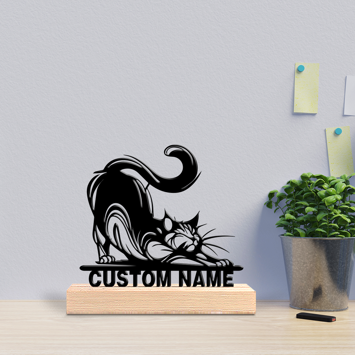 Art Craft Gifts - 1pc Modern CAT Custom Text Metal