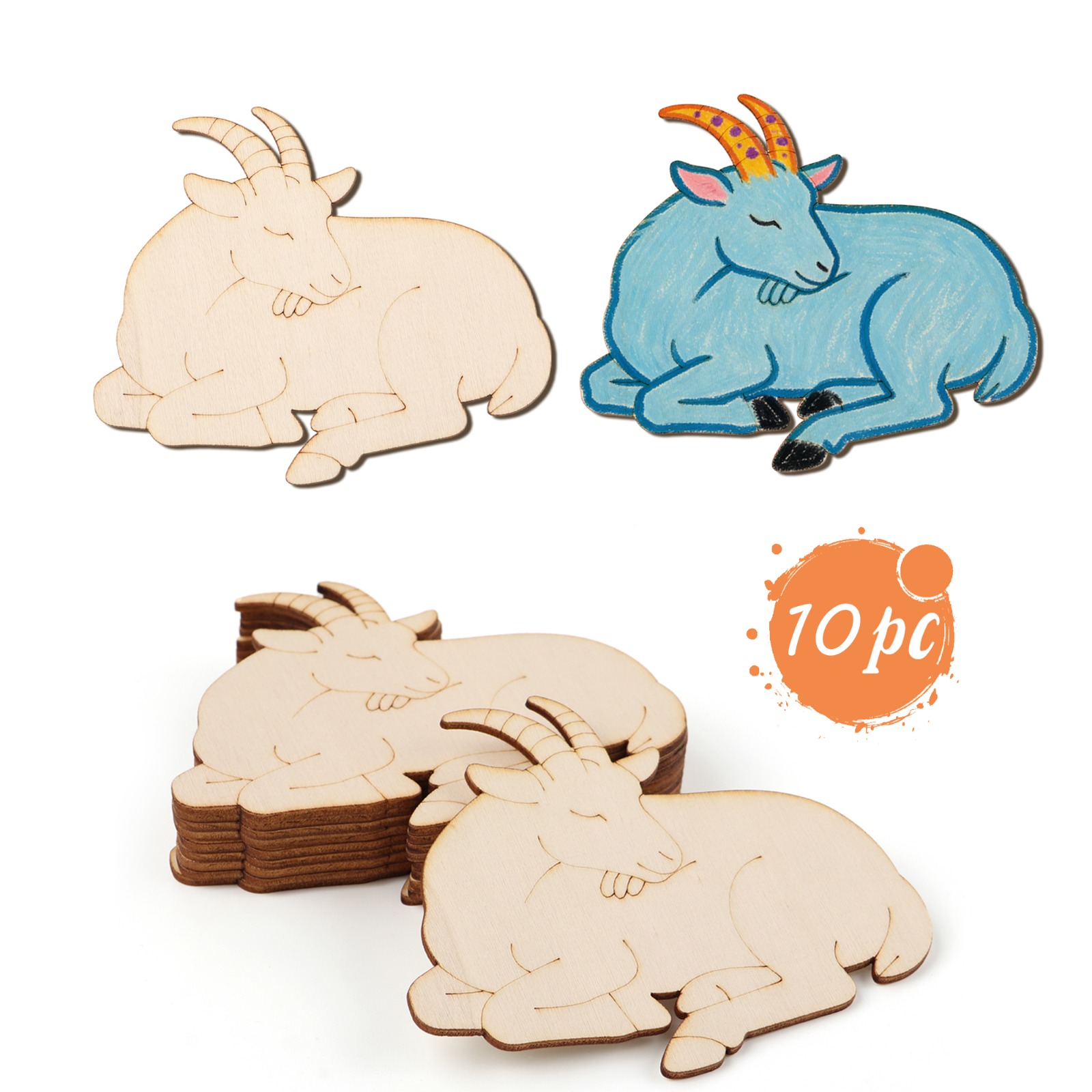 Art & Craft Teacher - 10pcs/set Unfinished Wood Sheep Animal Ornaments