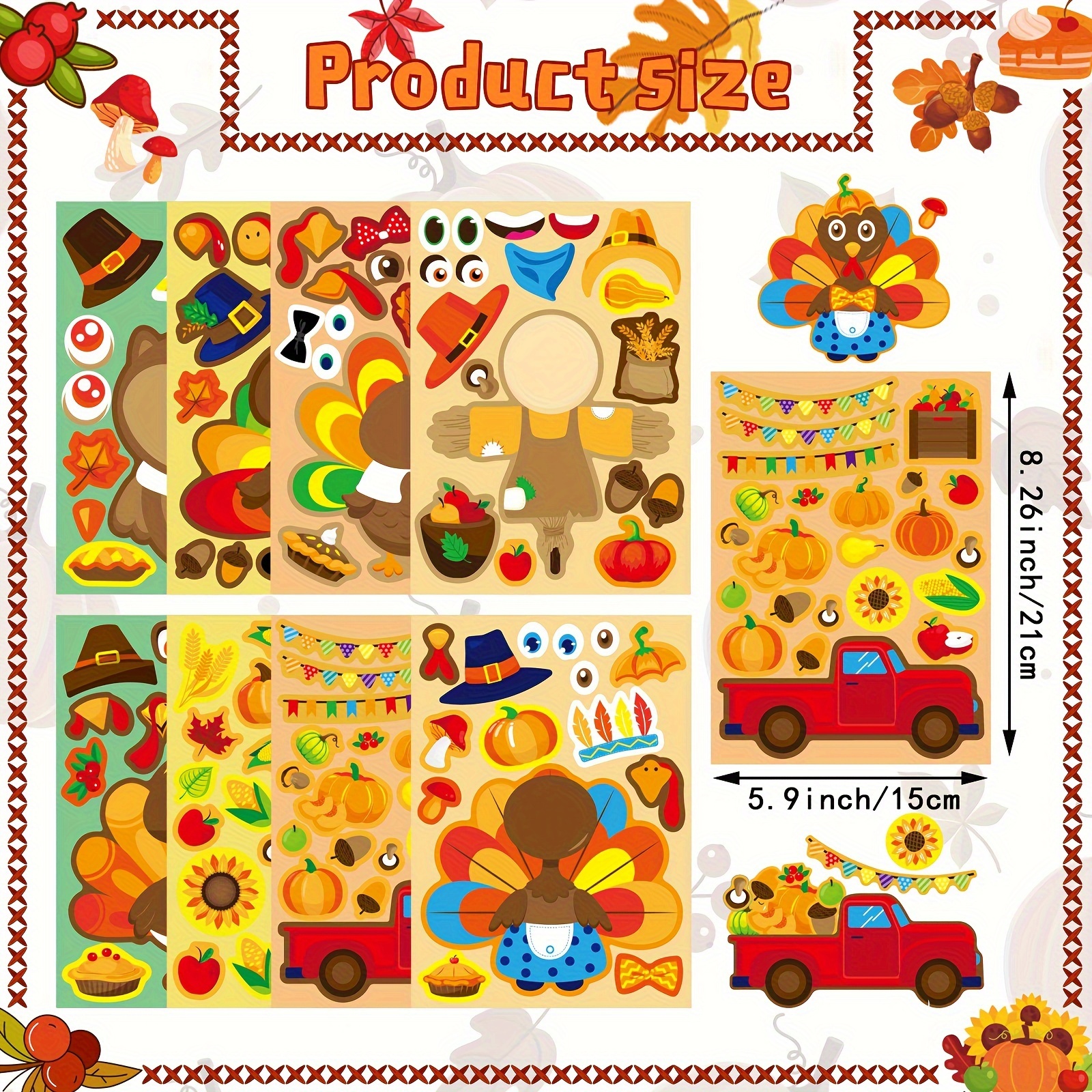 8/16Sheets Thanksgiving Turkey - đánh giá và giá Art And Craft Autumn