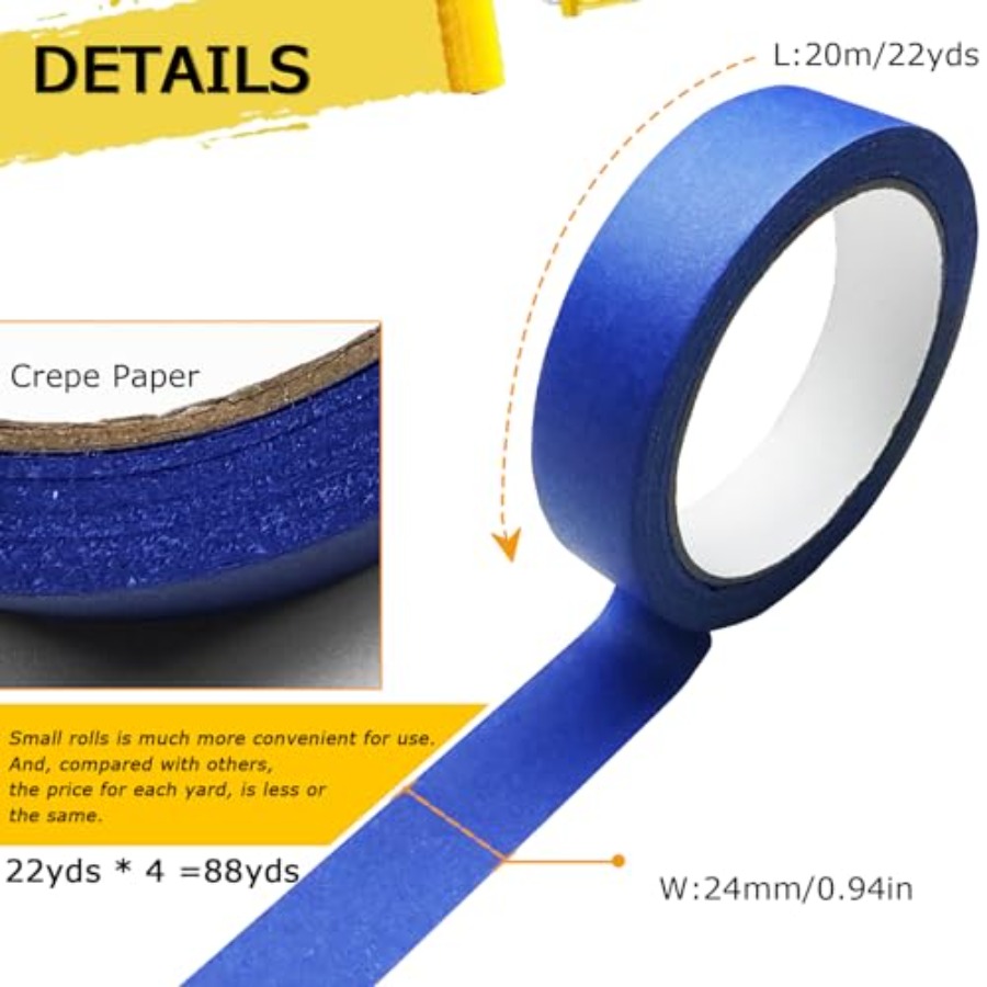 4 Rolls Premium Blue Painters  - đánh giá và giá Art X Craft