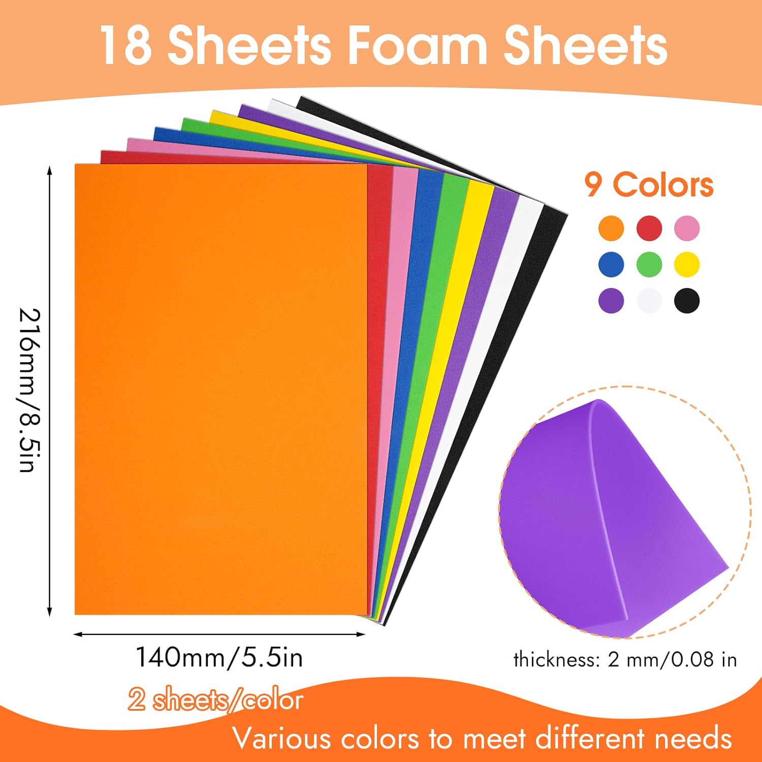 18 Sheets Foam Sheets, 9 Color - đánh giá và giá Art X Craft