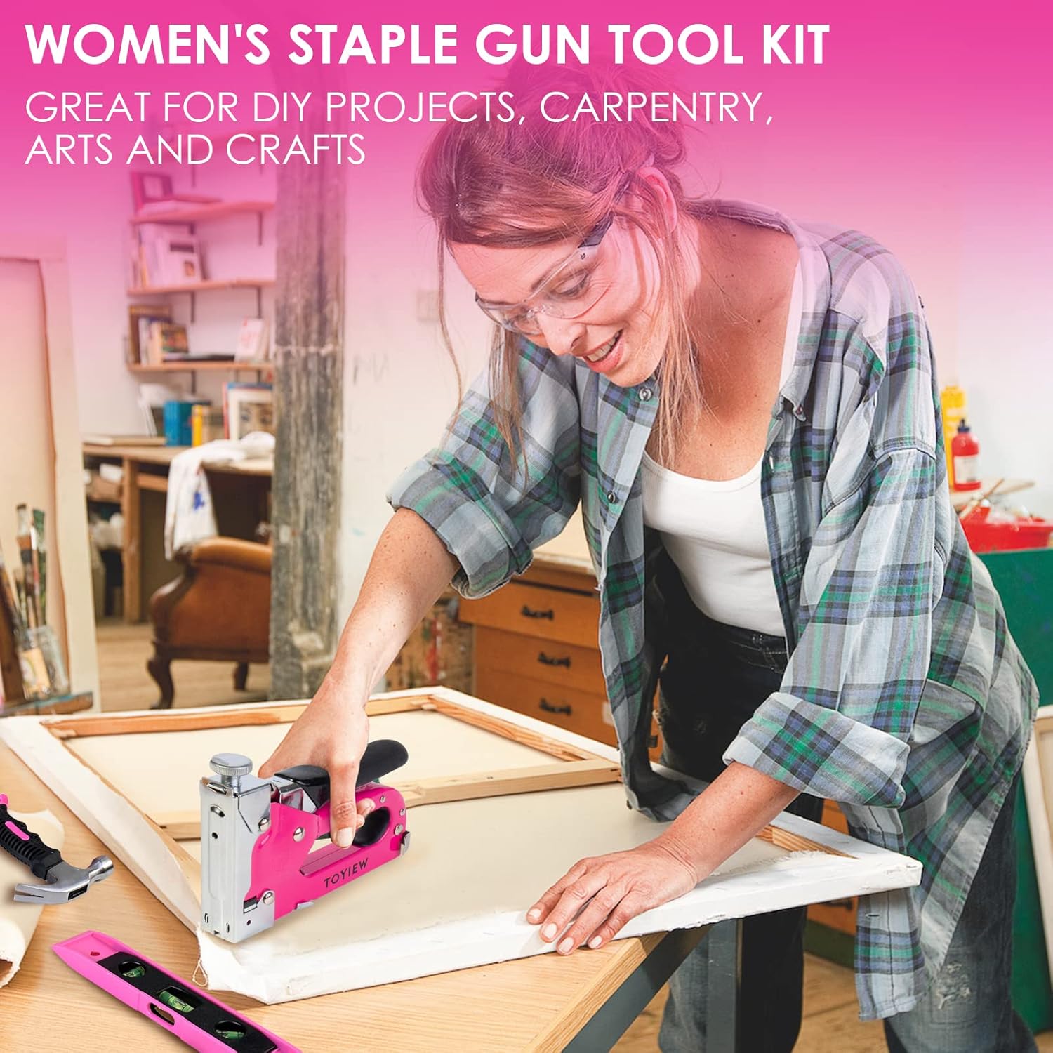 33Pcs Pink Staple Gun Set, 3-i - đánh giá và giá Art Craft Upholstery