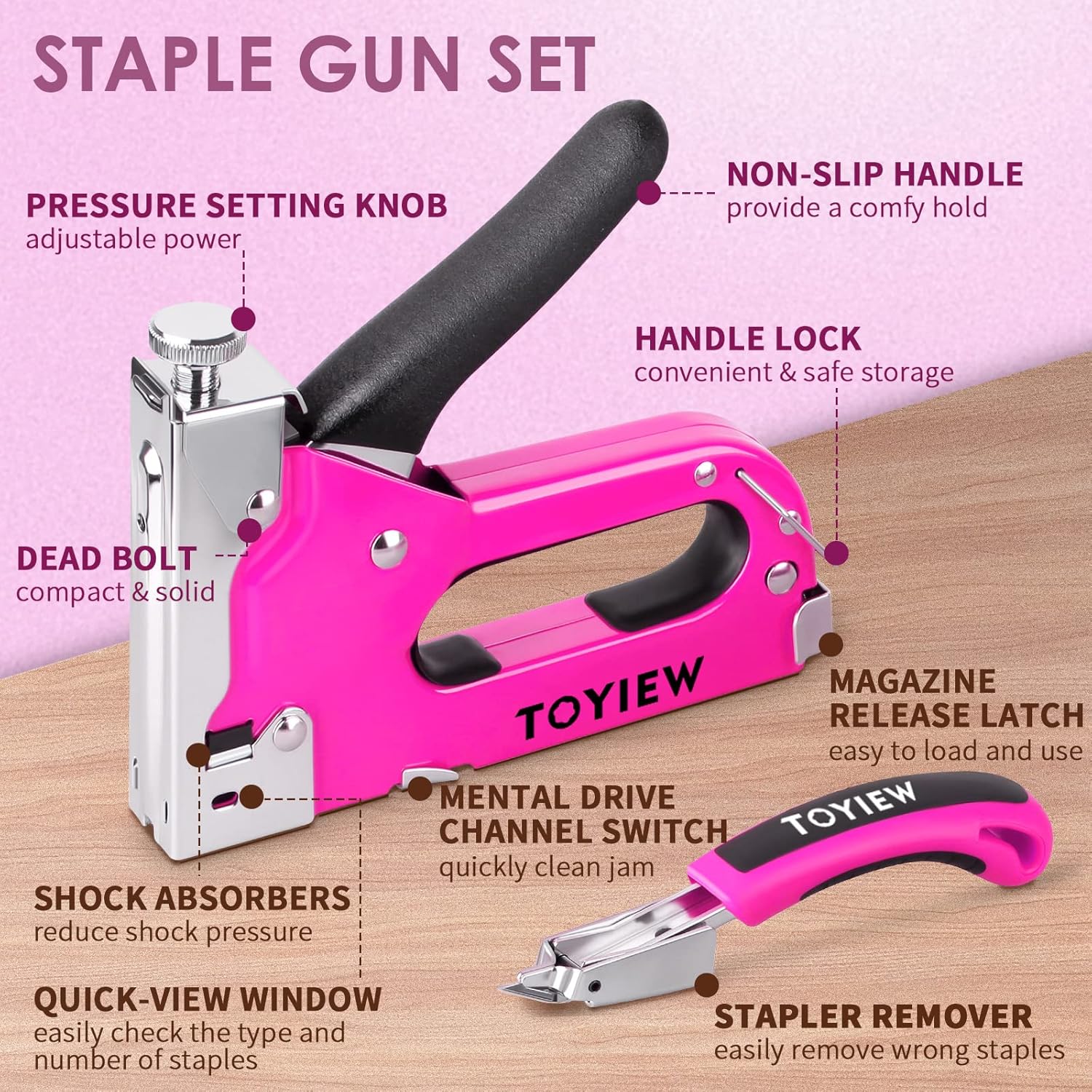 33Pcs Pink Staple Gun Set, 3-i - đánh giá và giá Art Craft Upholstery